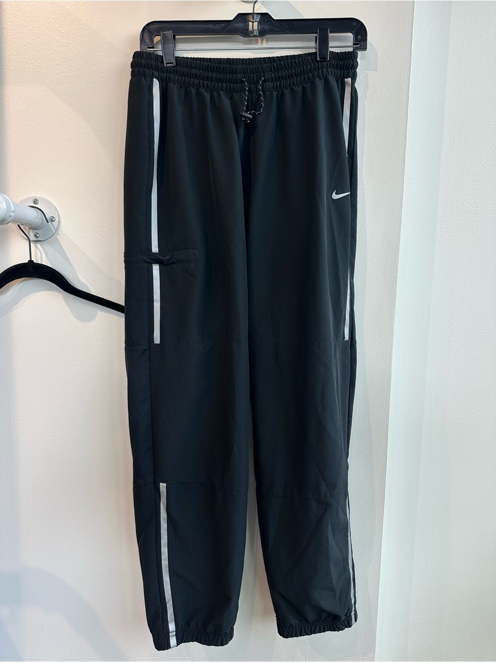 Nike Pro Black Track Joggers with White Side Stripe - Picture 2 of 5